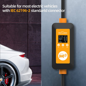 DATOUBOSS 16A 3.5KW Portable EV Charger Type 2 with Schuko Plug | 8-16A Adjustable, IP66 Waterproof Mobile Charging Station for IEC 62196-2 EVs - DATOUBOSSSP-EVCDQ16A3.5KW-01-EU