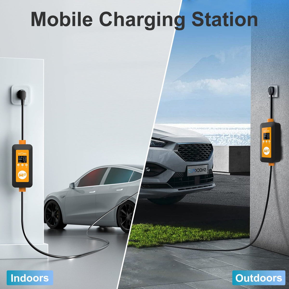 DATOUBOSS 16A 3.5KW Portable EV Charger Type 2 with Schuko Plug | 8-16A Adjustable, IP66 Waterproof Mobile Charging Station for IEC 62196-2 EVs - DATOUBOSSSP-EVCDQ16A3.5KW-01-EU