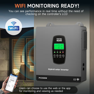 DATOUBOSS PV2500W hybrid inverter supports WiFi remote monitoring via mobile app for real-time performance tracking