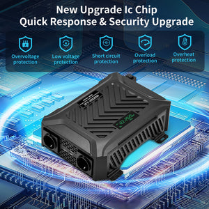 DATOUBOSS 2000W Pure Sine Wave Inverter, 12V to 230V AC Voltage Converter, Peak Power 4000W Peak Power, with Intelligent Detection System & LCD Display & 2 EU Socket - DATOUBOSS Rechargeable Lifepo4 Batteries Voltage Converters InverterSP-DT-PSWE2000W-12V-A-UA