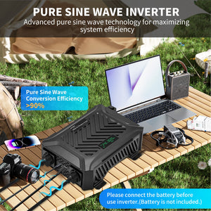 DATOUBOSS 2000W Pure Sine Wave Inverter, 12V to 230V AC Voltage Converter, Peak Power 4000W Peak Power, with Intelligent Detection System & LCD Display & 2 EU Socket - DATOUBOSS Rechargeable Lifepo4 Batteries Voltage Converters InverterSP-DT-PSWE2000W-12V-A-UA
