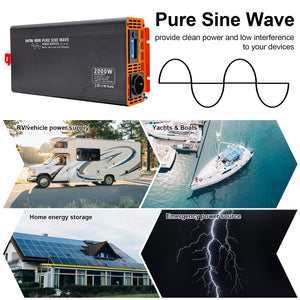DATOUBOSS 2000W pure sine wave inverter, providing clean power for RVs, yachts, home energy storage, and emergency backup