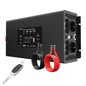 DATOUBOSS 2000W Pure Sine Wave Inverter, 12V to 230V AC Voltage Converter, Peak Power 4000W with Remote Control 2 EU Sockets, 3 USB, 1 Type - C Converter Voltage Converter for Car, Motorhome - DATOUBOSS Rechargeable Lifepo4 Batteries Voltage Converters InverterSP-DT-DN03-2000W-12V-A-EU