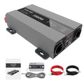 DATOUBOSS 2000W gray inverter featuring dual AC outlets, LED digital display, and red positive terminal