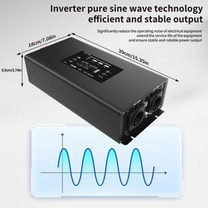 DATOUBOSS 2000W Pure Sine Wave Inverter, 24V to 230V AC Voltage Converter, Peak Power 4000W with Remote Control 2 EU Sockets, 3 USB, 1 Type - C Converter Voltage Converter for Car, Motorhome - DATOUBOSS Rechargeable Lifepo4 Batteries Voltage Converters InverterSP-DT-DN03-2000W-24V-A-EU