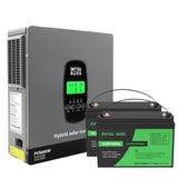 DATOUBOSS 24V 3.3kW 2.56kWh Solar Home Storage Backup Off Grid Kit 100Ah LiFePO4 (2x12V100Ah) + 3300W Hybrid Inverter 150A MPPT Pure Sine Wave, On Grid, 24V DC to 220/230V AC, BMS Protection System, for RV Solar Home System - DATOUBOSS Rechargeable Lifepo4 Batteries Voltage Converters InverterSP-DT-2433M-12V100A-A-EU