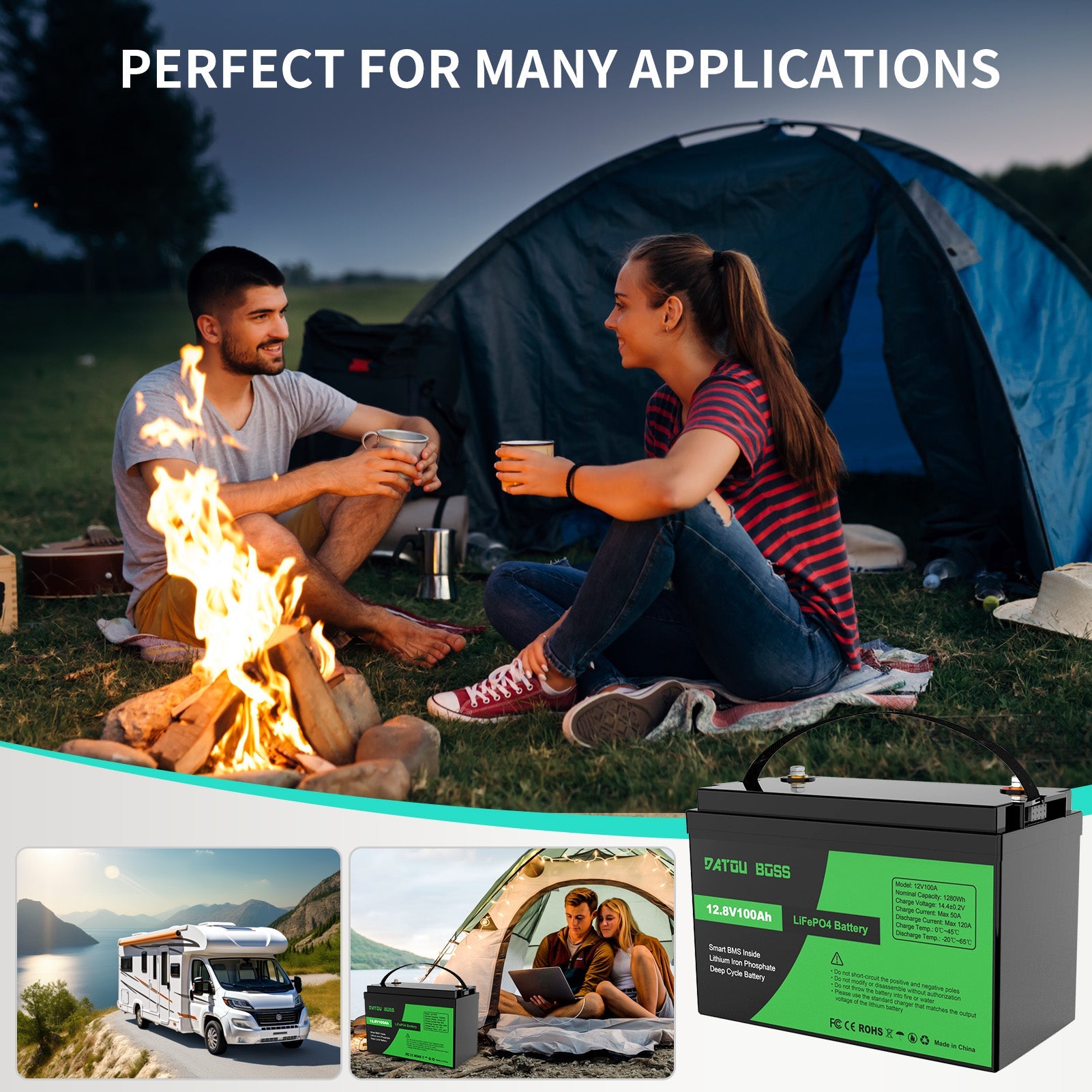DATOUBOSS 24V 3.3kW 2.56kWh Solar Home Storage Backup Off Grid Kit 100Ah LiFePO4 (2x12V100Ah) + 3300W Hybrid Inverter 150A MPPT Pure Sine Wave, On Grid, 24V DC to 220/230V AC, BMS Protection System, for RV Solar Home System - DATOUBOSS Rechargeable Lifepo4 Batteries Voltage Converters InverterSP-DT-2433M-12V100A-A-EU