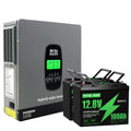 DATOUBOSS 24V 3.3kW 2.56kWh Solar Home Storage Backup Off Grid Kit 100Ah LiFePO4 (2x12V100Ah) + 3300W Hybrid Inverter 150A MPPT Pure Sine Wave, On Grid, 24V DC to 220/230V AC, BMS Protection System, for RV Solar Home System - DATOUBOSS Rechargeable Lifepo4 Batteries Voltage Converters InverterSP-DT-2433M-12V100A-B-EU