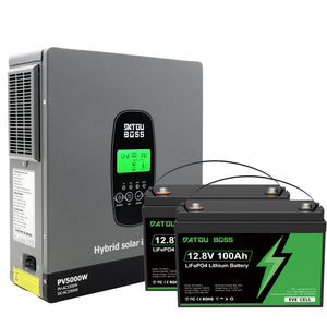 DATOUBOSS 24V 3.3kW 2.56kWh Solar Home Storage Backup Off Grid Kit 100Ah LiFePO4 (2x12V100Ah, EVE cells) + 3300W Hybrid Inverter, 150A MPPT, Pure Sine Wave, On Grid，24V DC to 220/230V AC, BMS Protection, for RV & Home Solar Systems. - DATOUBOSS Rechargeable Lifepo4 Batteries Voltage Converters InverterSP-DT-2433M-12V100A-L-EU