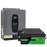 DATOUBOSS 24V 3kW 5.12kWh Solar Home Storage Backup Off Grid Kit 300Ah LiFePO4 (2x12V200Ah) + 3000W Hybrid Inverter 100A MPPT Pure Sine Wave, 200A BMS, for RV Solar Home System - DATOUBOSS Rechargeable Lifepo4 Batteries Voltage Converters InverterSP-DT2430-12V200A-A-EU