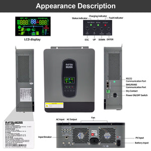DATOUBOSS 24V 3kW 7.68kWh Solar Home Storage Backup Off Grid Kit 300Ah LiFePO4 (2x12V300Ah) + 3000W Hybrid Inverter 100A MPPT Pure Sine Wave, 200A BMS, for RV Solar Home System - DATOUBOSS Rechargeable Lifepo4 Batteries Voltage Converters InverterSP-DT2430-12V300A-A-EU