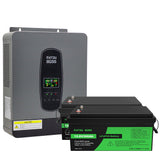 DATOUBOSS 24V 3kW 7.68kWh Solar Home Storage Backup Off Grid Kit 300Ah LiFePO4 (2x12V300Ah) + 3000W Hybrid Inverter 100A MPPT Pure Sine Wave, 200A BMS, for RV Solar Home System - DATOUBOSS Rechargeable Lifepo4 Batteries Voltage Converters InverterSP-DT2430-12V300A-A-EU