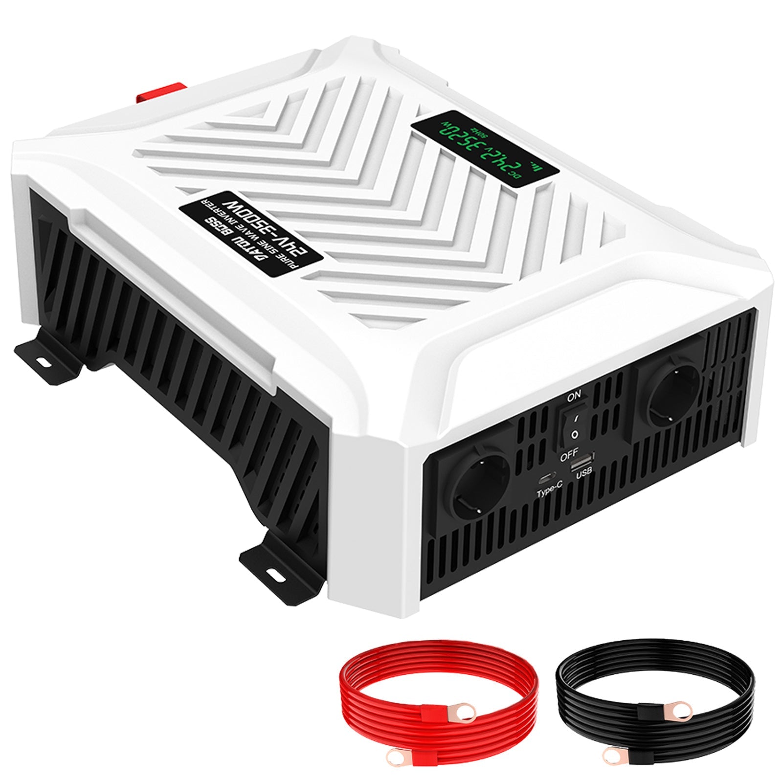 DATOUBOSS 3500W Pure Sine Wave Inverter, 24V to 230V AC Voltage Converter, Peak Power 7000W Peak Power, with Intelligent Detection System & LCD Display & 2 EU Socket - DATOUBOSS Rechargeable Lifepo4 Batteries Voltage Converters InverterSP-DT-PSWE3500W-24V-A-UA