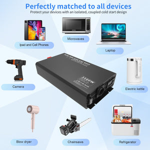 DATOUBOSS 3500W Pure Sine Wave Inverter, 24V to 230V AC Voltage Converter, Peak Power 7000W with 1 EU Plug, LCD Display and Radio Remote Control for Trucks, Motorhomes, Home, Camping, Household - DATOUBOSS Rechargeable Lifepo4 Batteries Voltage Converters InverterSP-DT-DNB3500W-24V-A-EU