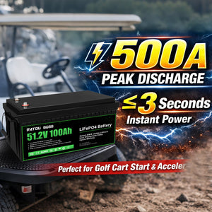 DATOUBOSS 48V 100Ah LiFePO4 Lithium Battery with 200A BMS – Deep Cycle Battery for Golf Cart, RV, Solar Home System & DIY Applications - DATOUBOSS Rechargeable Lifepo4 Batteries Voltage Converters InverterSP-DT-51.2V100A-B01-US