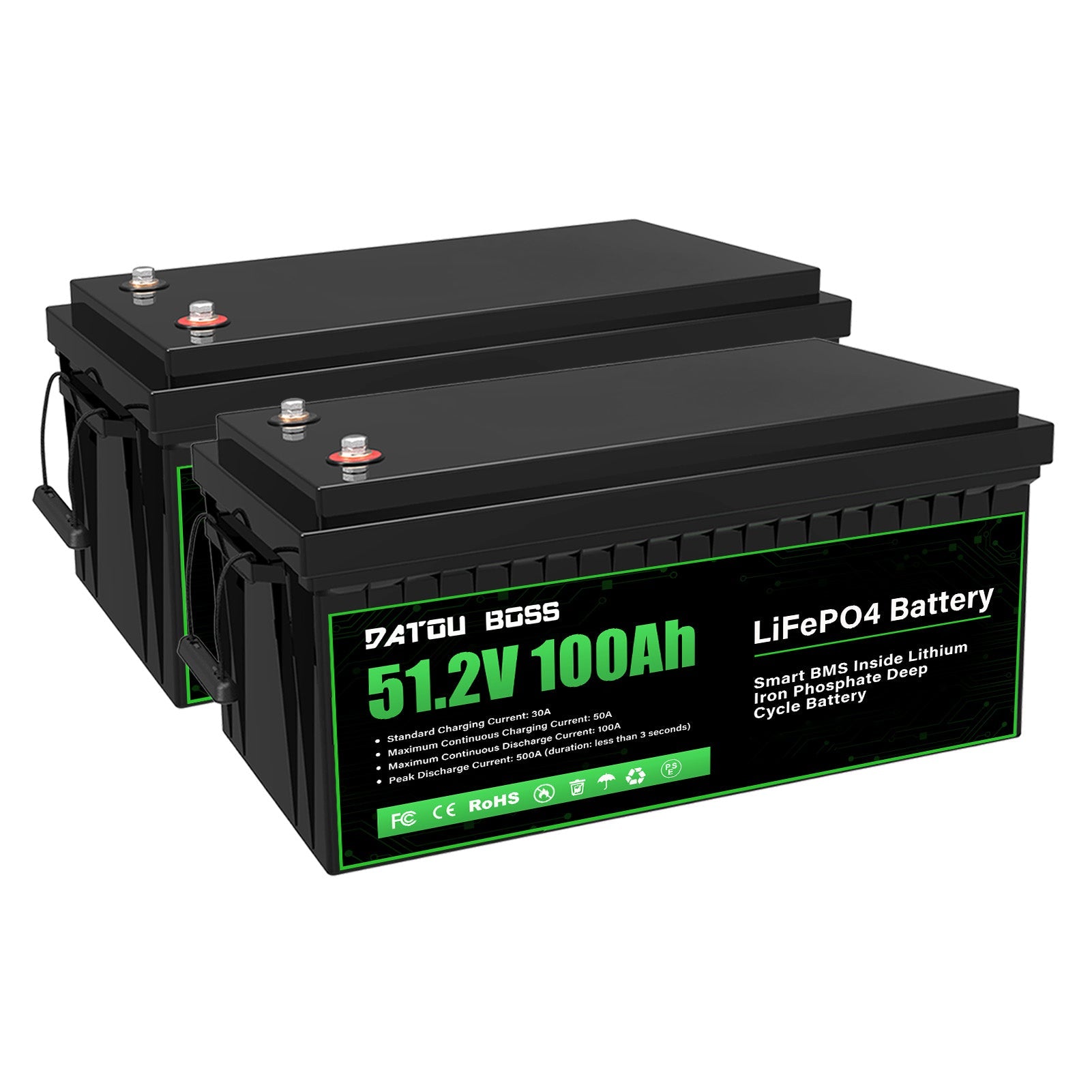 DATOUBOSS 48V 100Ah LiFePO4 Lithium Battery with 200A BMS – Deep Cycle Battery for Golf Cart, RV, Solar Home System & DIY Applications - DATOUBOSS Rechargeable Lifepo4 Batteries Voltage Converters InverterSP-DT-51.2V100A-B01-US-2