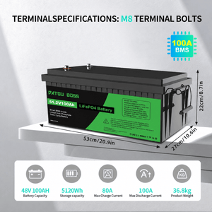 DATOUBOSS 48V 100Ah Lithium LiFePO4 Battery with 100A BMS Deep Cycle Battery for DIY RV Car Solar Home System - DATOUBOSSSP-DT-48V100A-A01-EU
