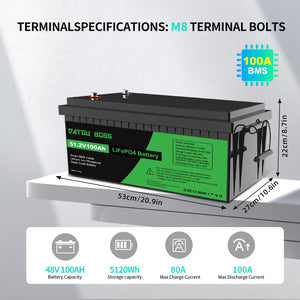 DATOUBOSS 48V 100Ah Lithium LiFePO4 Battery with 200A BMS Deep Cycle Battery for DIY RV Car Solar Home System - DATOUBOSS Rechargeable Lifepo4 Batteries Voltage Converters InverterSP-DT-48V100A-A01-UA