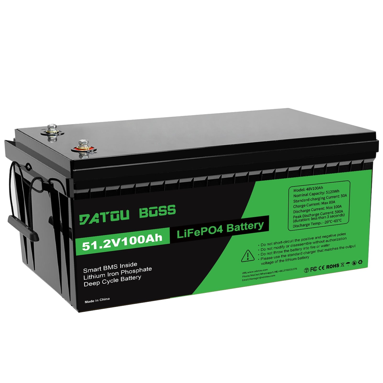 DATOUBOSS 48V 100Ah Lithium LiFePO4 Battery with 200A BMS Deep Cycle Battery for DIY RV Car Solar Home System - DATOUBOSS Rechargeable Lifepo4 Batteries Voltage Converters InverterSP-DT-48V100A-A01-UA