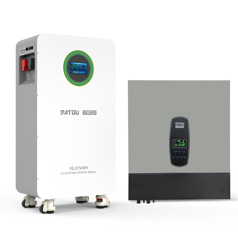 Kit de stockage d'énergie solaire DATOUBOSS 48 V 16 kWh, batterie LiFePO4 314 Ah (BMS 210 A) + onduleur solaire hybride 11 kW, MPPT 150 A, entrée PV 27 A pour alimentation de secours domestique &  Hors réseau