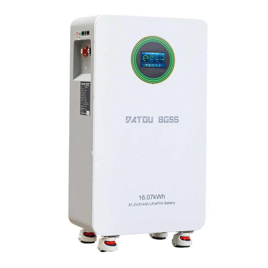 DATOUBOSS Batterie LiFePO4 48 V 314 Ah, système de stockage d'énergie solaire 16 kWh avec BMS 210 A, boîtier en métal avec roues pour le stockage d'énergie domestique, solaire, RV & alimentation de secours hors réseau