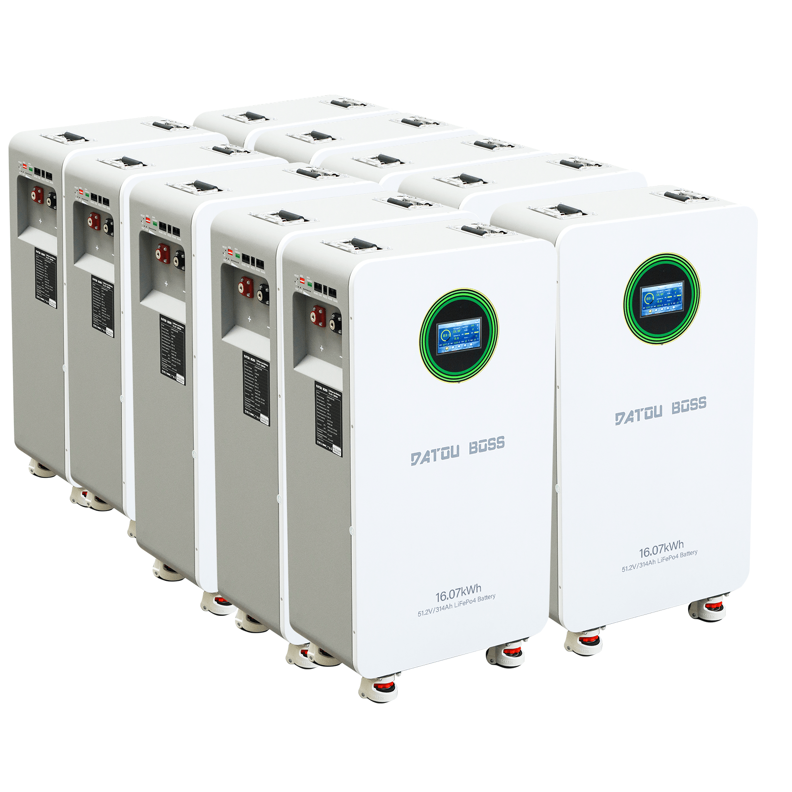 DATOUBOSS 48V 314Ah LiFePO4 Battery, 16kWh Solar Energy Storage System with 210A BMS, Metal Case with Wheels for Home Energy Storage, Solar, RV & Off-Grid Backup Power - DATOUBOSS Rechargeable Lifepo4 Batteries Voltage Converters InverterSP-DT-LFP48-314-FSD-A-EU-10