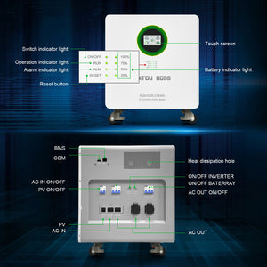 DATOUBOSS 48V 6000W Hybrid Inverter + 314Ah LiFePO4 Battery Portable Power Supply with LCD Touch Screen, Detachable, and Wheels, suitable for large - capacity solar energy storage systems/RVs/home energy storage systems - DATOUBOSS Rechargeable Lifepo4 Batteries Voltage Converters InverterSP-DT-JC-6016-A-EU