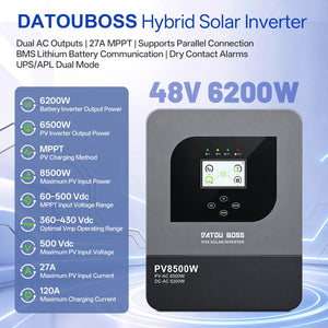 DATOUBOSS 48V 6200W Solar Hybrid Inverter, 230V AC Output, IP54 Dust and Water Protection, 120A MPPT, 8500W Maximum PV Input, Battery-Free Operation, BMS Protection, Compatible with WiFi 04 - DATOUBOSSSP-DT-4862FL-01-EU