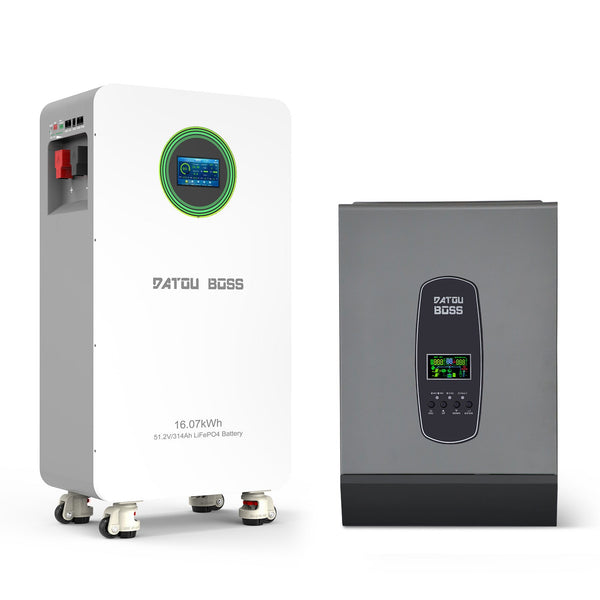 DATOUBOSS 48V 6.2kW 16kWh Solar Home Storage Backup Off Grid Kit 314Ah LiFePO4(210A BMS) + 6200W Solar Hybrid Inverter 120A MPPT, 48VDC to 230VAC, 8500W PV Input, 27A, BMS Protection, Lightning Protection, for Solar Home RV Energy Storage - DATOUBOSS Rechargeable Lifepo4 Batteries Voltage Converters InverterSP-DT-48314-4862-FSD-A-EU