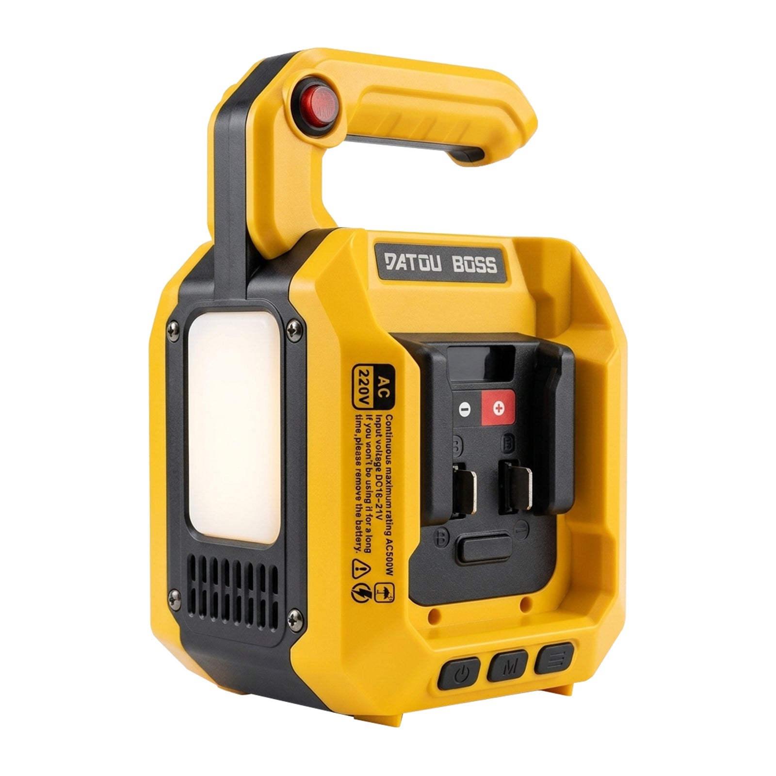 DATOUBOSS 500W Portable Power Inverter, Dual Battery Slots, 8–15H Runtime, Compatible with DeWalt & Milwaukee Batteries, Supports 10,000mAh+ Lithium Batteries, Dual 18W USB-C, USB Output, 500lm LED Floodlight for Camping & Backup Power - DATOUBOSS Rechargeable Lifepo4 Batteries Voltage Converters InverterSP-B25-DT-DAC500W-B-EU