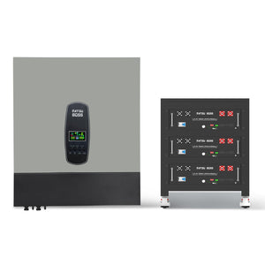 DATOUBOSS 15.36kWh solar storage system with hybrid inverter and three 51.2V 100Ah LiFePO4 rack batteries