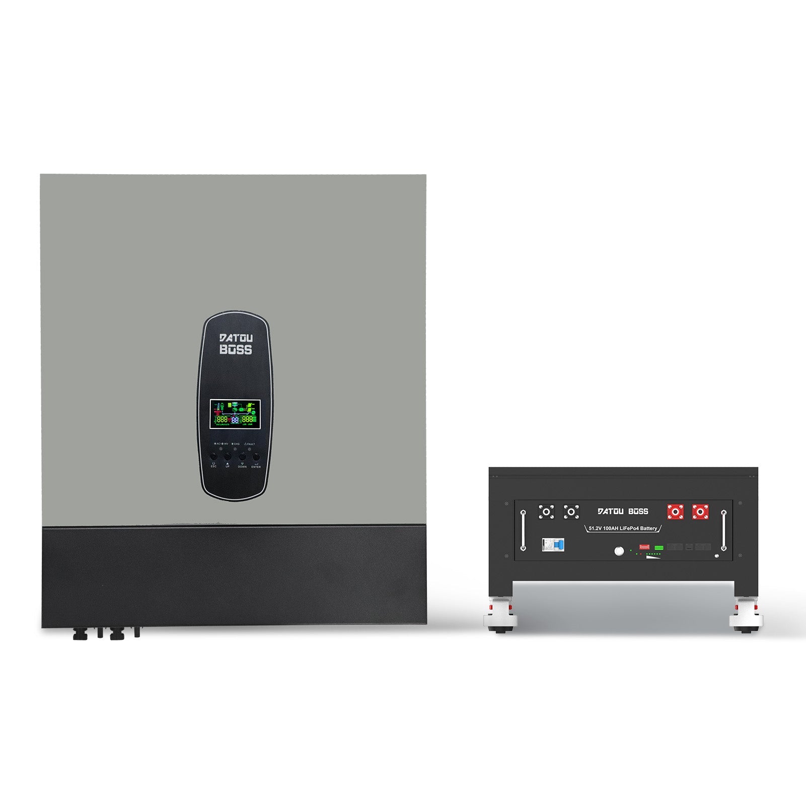 DATOUBOSS home energy storage system: Hybrid Solar Inverter and 51.2V 100Ah LiFePO4 rack battery backup