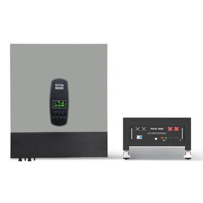 DATOUBOSS Kit di backup off-grid per accumulo solare domestico 51,2 V 11 kW 5,12 kWh 100 Ah LiFePO4 + inverter ibrido 11 kW 150 A MPPT, 200 A BMS, ingresso fotovoltaico 18 A, per accumulo di energia solare, camper e sistemi di alimentazione domestica