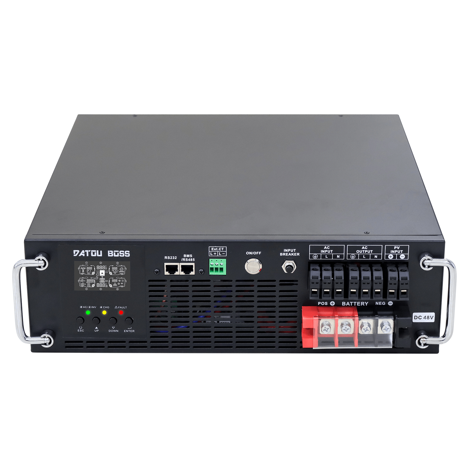 DATOUBOSS 6200W Pure Sine Wave Solar Hybrid Inverter, 48VDC to 230VAC, 120A MPPT, 8500W PV Input, 3U Rack Mount, Built-in UPS Function, Battery-Free Operation, 27A PV Input, BMS Communication, Anti-Backflow Protection, Off-Grid & Grid-Connected Compatible - DATOUBOSS Rechargeable Lifepo4 Batteries Voltage Converters InverterSP-DT-3U-4862S-A-EU