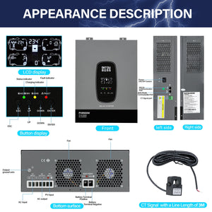 DATOUBOSS 6200W Solar Hybrid Inverter 48VDC to 230VAC, 120A MPPT, 8500W PV Input, Battery - Free Operation, BMS Protection, 27A PV Input, Lightning & Anti - Backflow Protection, Off - Grid & Grid - Connected Compatible (Compatible with WiFi 04) - DATOUBOSS Rechargeable Lifepo4 Batteries Voltage Converters InverterSP-DT-4862SQ-A-EU