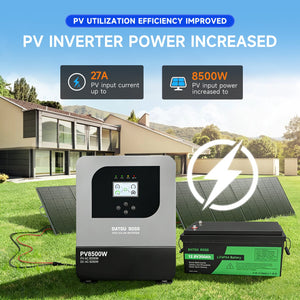 DATOUBOSS 6200W Solar Hybrid Inverter with IP54 dust & water protection, designed for durable indoor and semi - outdoor installation. 48V DC to 230V AC output, 120A MPPT, 8500W PV input, battery - free operation, BMS protection(Compatible with WiFi 04) - DATOUBOSS Rechargeable Lifepo4 Batteries Voltage Converters InverterSP-DT-4862BF-A-EU
