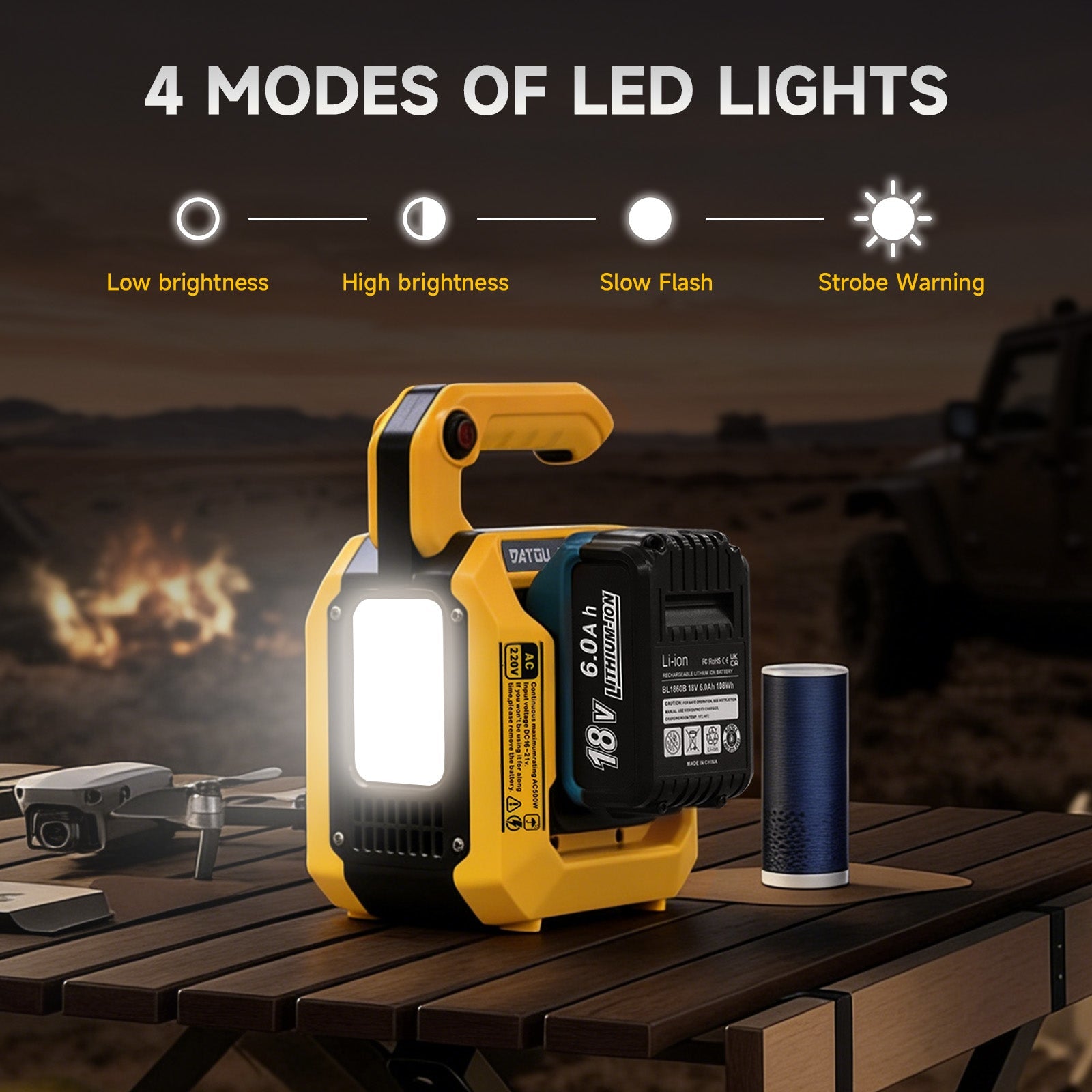 DATOUBOSS Dual Large - Capacity Battery Slots 500W Inverter, Supports 10000mAh+ Any Capacity Lithium Batteries, Dual Slot 8 - 15 Hours Runtime! Dual Type - C 18W×2 + USB 5V2A + Swappable UK AC Outlet, with 500lm Floodlight（Battery pack not included） - DATOUBOSS Rechargeable Lifepo4 Batteries Voltage Converters InverterSP-B25-DT-DAC500W-A-EU