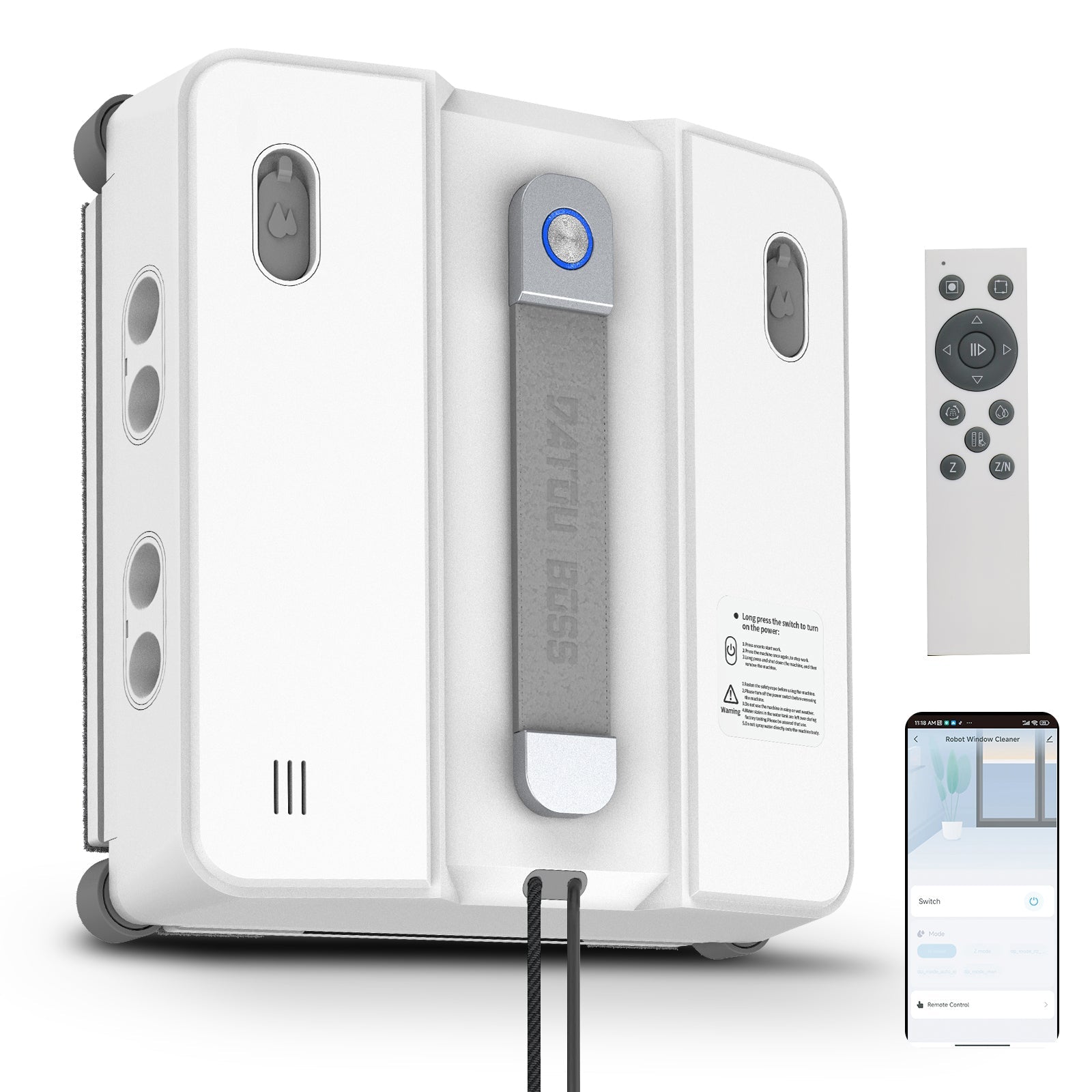 DATOUBOSS Smart Window Cleaning Robot with App & Remote Control, 200ml Water Tank, Powerful Suction, AI Navigation, Ultrasonic Dual Spray System for Glass, Mirrors & Tiles - DATOUBOSSSP-B29-DT-W54D-A-EU