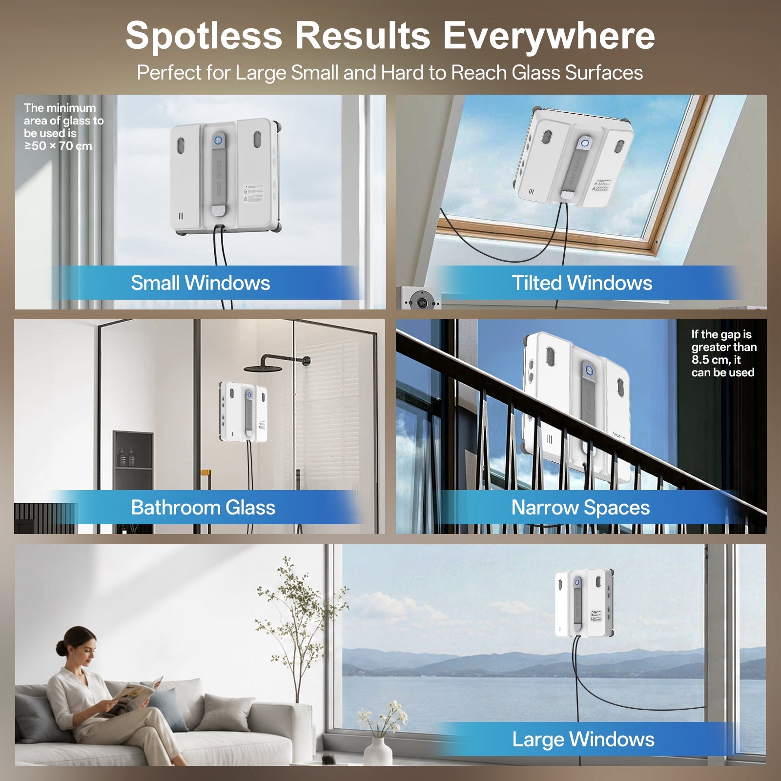 DATOUBOSS Smart Window Cleaning Robot with App & Remote Control, 200ml Water Tank, Powerful Suction, AI Navigation, Ultrasonic Dual Spray System for Glass, Mirrors & Tiles - DATOUBOSSSP-B29-DT-W54D-A-EU