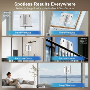 DATOUBOSS Smart Window Cleaning Robot with App & Remote Control, 200ml Water Tank, Powerful Suction, AI Navigation, Ultrasonic Dual Spray System for Glass, Mirrors & Tiles - DATOUBOSSSP-B29-DT-W54D-A-EU