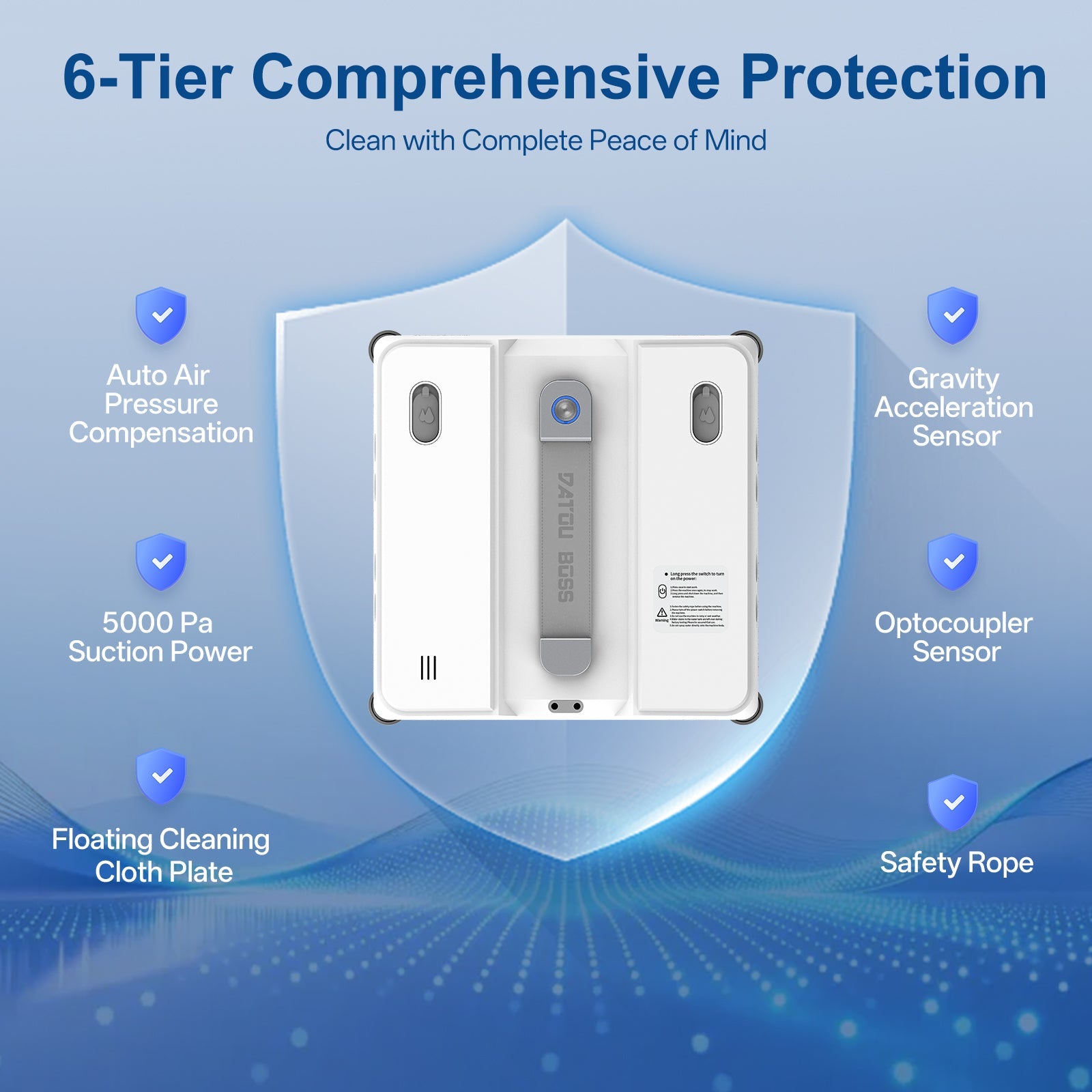 DATOUBOSS Smart Window Cleaning Robot with App & Remote Control, 200ml Water Tank, Powerful Suction, AI Navigation, Ultrasonic Dual Spray System for Glass, Mirrors & Tiles - DATOUBOSSSP-B29-DT-W54D-A-EU