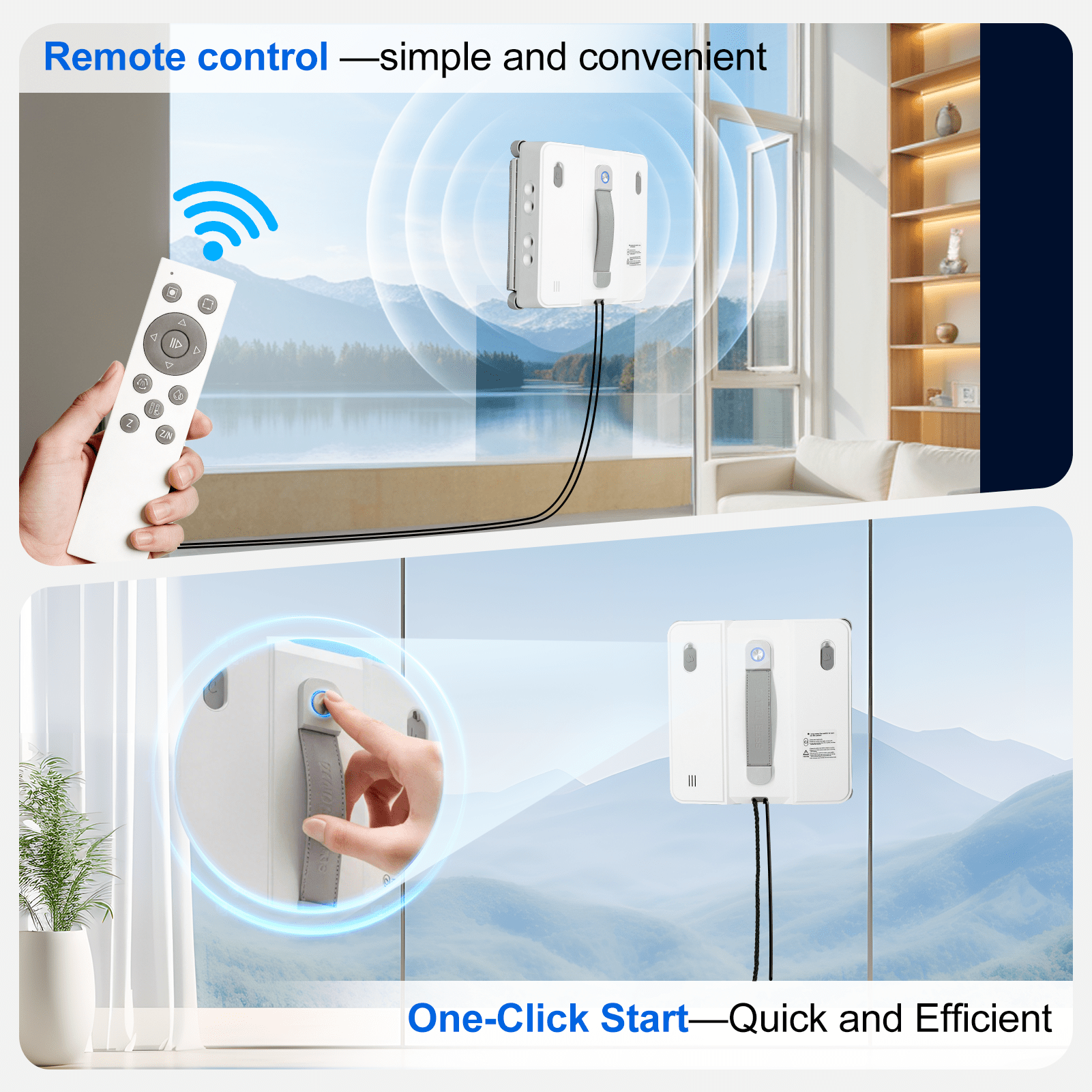 DATOUBOSS Smart Window Cleaning Robot with App & Remote Control, 200ml Water Tank, Powerful Suction, AI Navigation, Ultrasonic Dual Spray System for Glass, Mirrors & Tiles - DATOUBOSSSP-B29-DT-W54D-A-EU