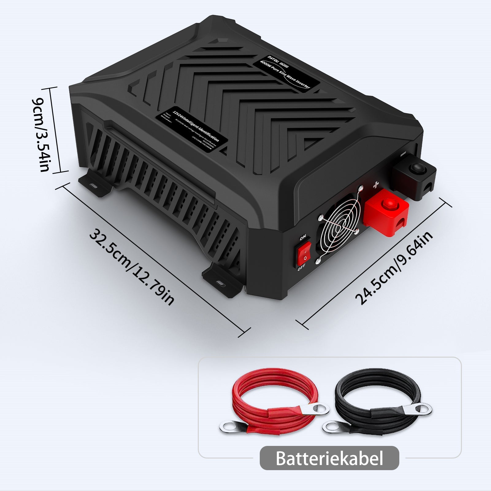 DATOUBOSS Universal Double Voltage Converter 1200W/2000W Pure Sine Wave Inverter, 12V/24V to 230V AC Voltage Converter, Peak Power 2300W/4000W Peak Power, with Intelligent Detection System & LCD Display & 2 EU Socket - DATOUBOSS Rechargeable Lifepo4 Batteries Voltage Converters InverterSP-DT-TY-PSW4000W-A-EU