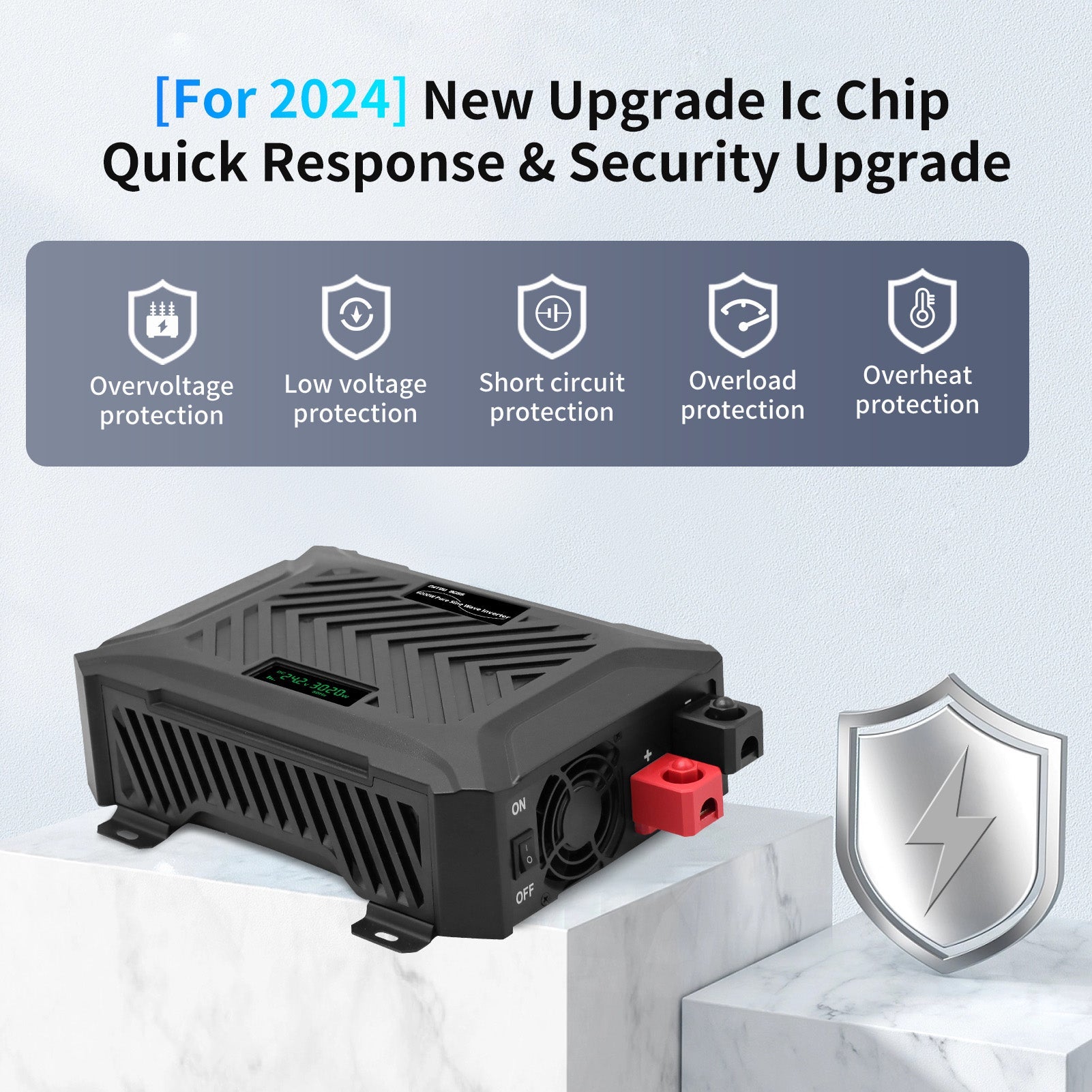 DATOUBOSS Universal Double Voltage Converter 1500W/3000W Pure Sine Wave Inverter, 12V/24V to 230V AC Voltage Converter, Peak Power 3000W/6000W Peak Power, with Intelligent Detection System & LCD Display & 2 EU Socket - DATOUBOSS Rechargeable Lifepo4 Batteries Voltage Converters InverterSP-DT-TY-PSW6000W-A-UK